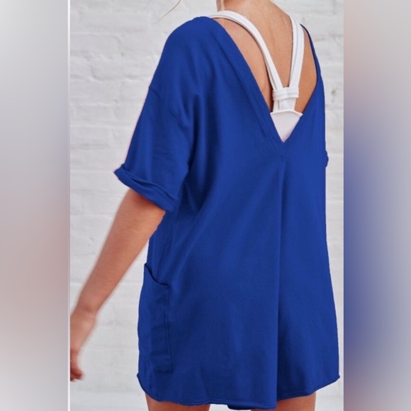 Free People NWT Electric Blue Relaxed Boxy Jumpsuit - Picture 1 of 4